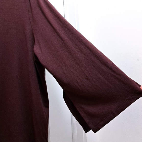 Eileen Fisher Cassis Jersey Jewel Neck Flare Sleeve Top Size 1X - Picture 3 of 7